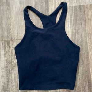 Spacedye Refocus crop with shelf bra, navy, medium